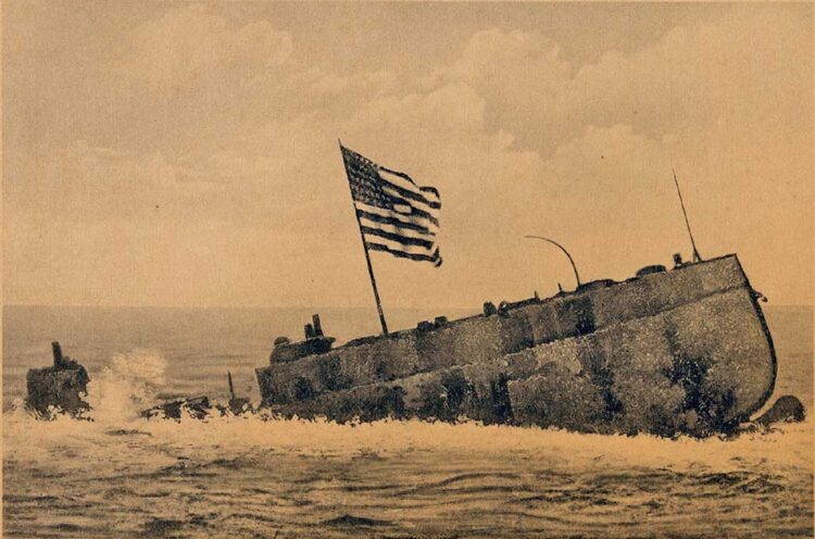 Instante del hundimiento definitivo en alta mar. Foto: El Fígaro, 24 de marzo de 1912.