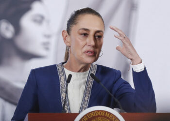 Claudia Sheinbaum en una rueda de prensa. Foto: Isaac Esquivel/EFE.