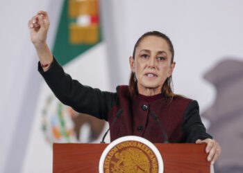 Sheinbaum en una rueda de prensa. Foto: Isaac Esquivel/ EFE.