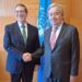 Bruno Rodríguez y Antonio Guterres en la ONU. Foto: @BrunoRguezP