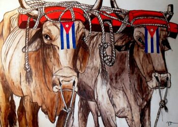 “El yugo”, 2011. Acrílico y collage sobre lienzo, 152x200 cm.