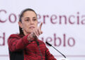 La presidenta de México, Claudia Sheinbaum, durante una rueda de prensa. Foto: Mario Guzmán / EFE.