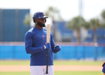 Luis Robert Jr. en el campamento de los Mets de Nueva York. Foto: X @Mets