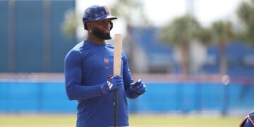 Luis Robert Jr. en el campamento de los Mets de Nueva York. Foto: X @Mets