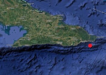 Sismo ocurrido al sureste de Imías, Guantánamo, en la madrugada del 6 de marzo de 2026. Mapa tomado del perfil de Facebook del Dr. Enrique Diego Arango Arias.