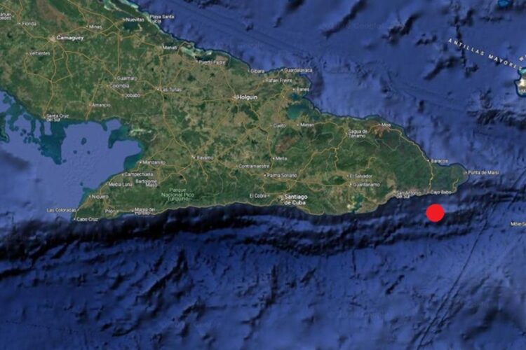 Sismo ocurrido al sureste de Imías, Guantánamo, en la madrugada del 6 de marzo de 2026. Mapa tomado del perfil de Facebook del Dr. Enrique Diego Arango Arias.