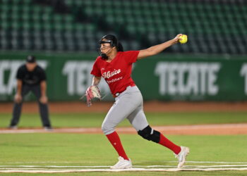 Yilian Tornés durante su más reciente victoria. Foto: Liga Mexicana de Sóftbol