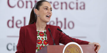 Claudia Sheinbaum, habla durante una rueda de prensa este jueves, 9 de abril. Fto: Mario Guzmán/EFE.