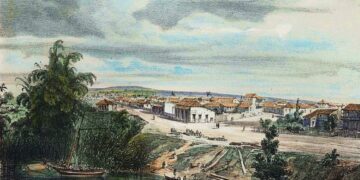 Sagua la Grande en 1841 según grabado de Federico Mialhe.