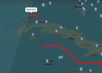 Mapa de vuelo de drones sobre Cuba. Foto: @Osinttechnical.