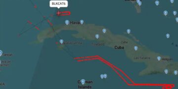 Mapa de vuelo de drones sobre Cuba. Foto: @Osinttechnical.