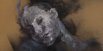 S/t, 2026. De la serie “Parálisis del sueño”. Técnica mixta sobre cartón, 90 x 75 cm.