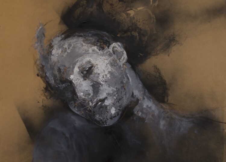 S/t, 2026. De la serie “Parálisis del sueño”. Técnica mixta sobre cartón, 90 x 75 cm.