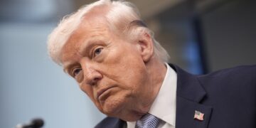 Donald Trump durante una conferencia de prensa en la Casa Blanca el pasado 6 de abril. Foto: EFE/EPA/YURI GRIPAS / POOL.