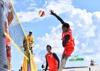 La principal dupla masculina cubana integrada por Eblis Veranes y Damián Gómez. Foto: X @Norceca_Info