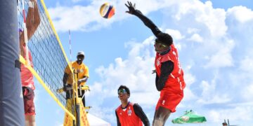 La principal dupla masculina cubana integrada por Eblis Veranes y Damián Gómez. Foto: X @Norceca_Info