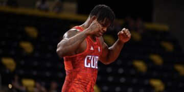 El cubano Arturo Silot después de su triunfo en el Panamericano Senior de Luchas. Foto: UWW.