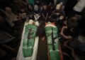 Funeral de Mohammed Odeh, jefe militar del grupo islamista Hamás, quien murió en un ataque israelí contra el barrio de Rimal, en Ciudad de Gaza, en el que también fallecieron otras seis personas. Foto: Ahmad Awad / EFE.