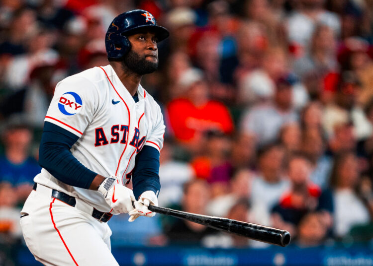 Yordan Álvarez lleva un ritmo jonronero nunca antes visto entre los peloteros cubanos de MLB. Foto: Houston Astros.