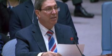 El ministro cubano de Relaciones Exteriores, Bruno Rodríguez Parrilla, durante una intervención en el Consejo de Seguridad de la ONU, el 26 de mayo de 2026. Foto: Tomada del perfil de Facebook del Minrex.