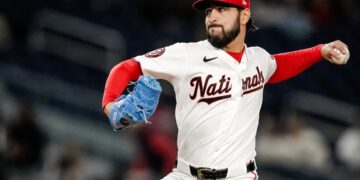 El cubano Cionel Pérez en una presentación con los Nacionales de Washington en la MLB. Foto: Nacionales de Washington.