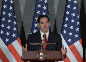 El Secretario de Estado Marco Rubio en India. Foto: EFE/EPA/RAJAT GUPTA.