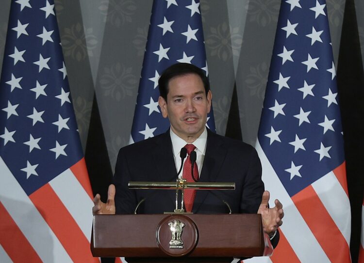El Secretario de Estado Marco Rubio en India. Foto: EFE/EPA/RAJAT GUPTA.