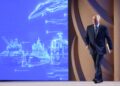 Putin durante el X Congreso de la Unión de Ingenieros Rusos en el Centro Nacional de Rusia en Moscú, este 14 de mayo. Foto: VYACHESLAV PROKOFYEV/SPUTNIK/KREMLIN/EFE/EPA.