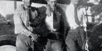 José Antonio Fernández de Castro, Rubén (al centro) y Calixto García-Vélez, en los días que montaron campamento en Ocala. Foto: Bohemia, 8 de abril de 1934.