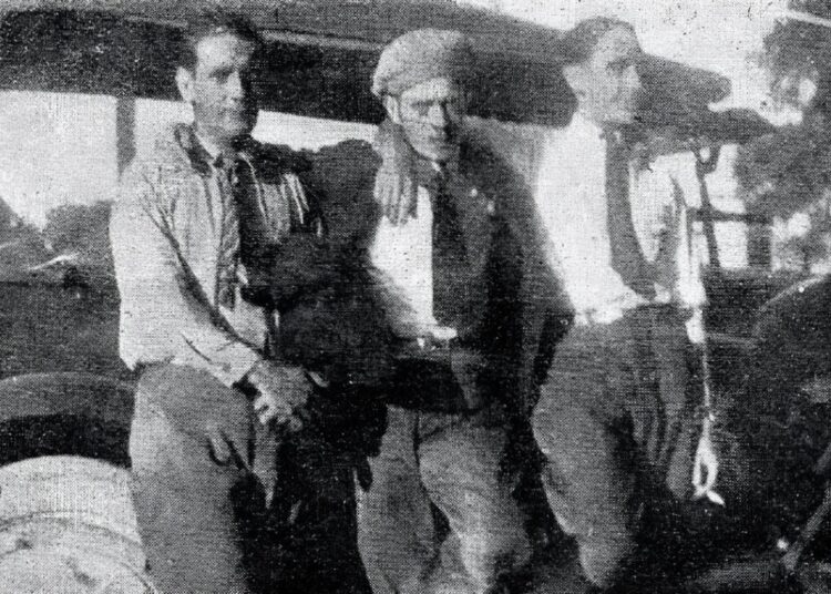 José Antonio Fernández de Castro, Rubén (al centro) y Calixto García-Vélez, en los días que montaron campamento en Ocala. Foto: Bohemia, 8 de abril de 1934.