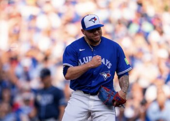 El lanzador cubano Yariel Rodríguez, de los Azulejos de Toronto. Foto: @BlueJays / X.