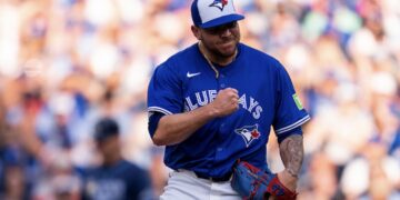 El lanzador cubano Yariel Rodríguez, de los Azulejos de Toronto. Foto: @BlueJays / X.