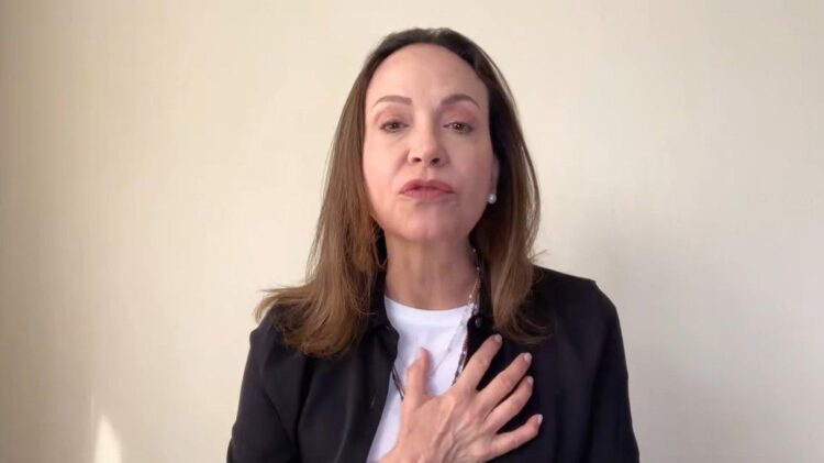 Captura de un video difundido en la cuenta en X @MariaCorinaYA de la líder opositora venezolana y Premio Nobel de la Paz María Corina Machado. Foto:  EFE/ @MariaCorinaYA/