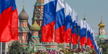 Celebraciones del Día de Rusia cerca del Kremlin en Moscú el 12 de junio de 2026. Foto: EFE/EPA/SERGEI ILNITSKY.
