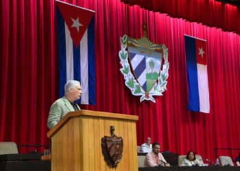 El presidente cubano Miguel Díaz-Canel durante su intervención ante la Asamblea Nacional, el 18 de junio de 2026. Foto: Presidencia Cuba.