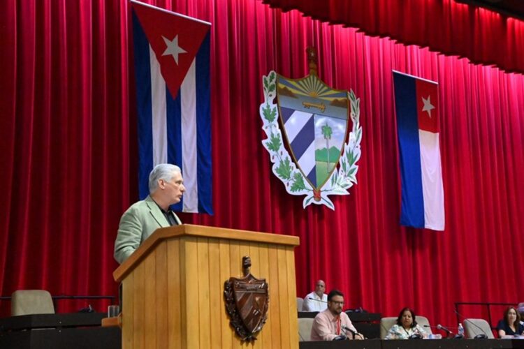 El presidente cubano Miguel Díaz-Canel durante su intervención ante la Asamblea Nacional, el 18 de junio de 2026. Foto: Presidencia Cuba.