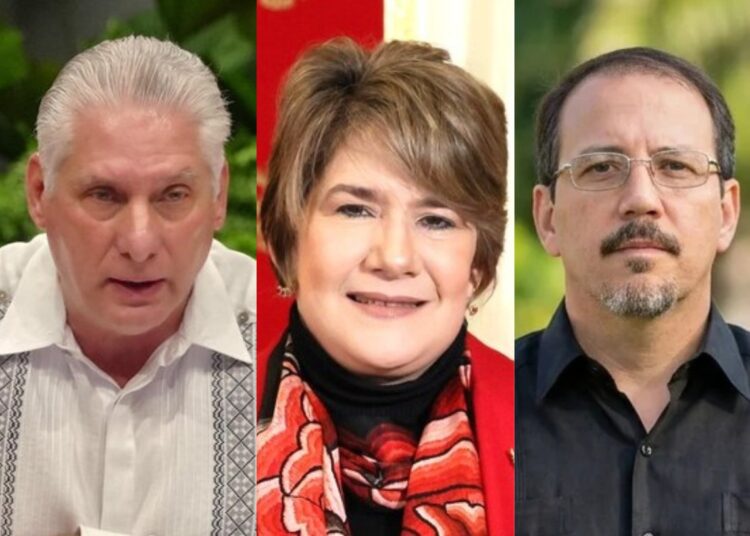 Díaz-Canel, su esposa Lis Cuesta y Alejandro Castro Espín, hijo de Raúl Castro.