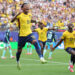 Gonzalo Plata celebra el gol que dio a Ecuador el triunfo 2-1 ante Alemania y con ello, el pase a la segunda fase del Mundial de fútbol 2026. Foto: Sebastiao Moreira / EFE.