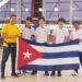 Equipo cubano de Informática que participó en la Olimpiada Internacional Al Khwarizmi de Matemática e Informática, desarrollada en Uzbekistán. Foto: Tomada del perfil de Facebook de Osmany Justis Katt.