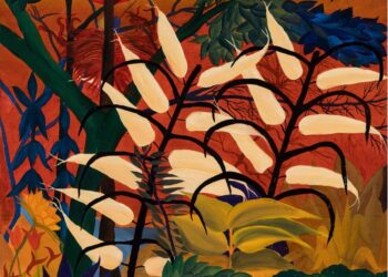 “Selva No 3”, 2024. Óleo sobre madera, 80.1 x 46.5 cm.