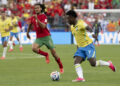 El brasileño Vinicius Jr.  en el partido contra Marruecos, correspondiente a la Copa del Mundo 2026. Foto: Ángel Colmenares/EFE