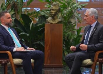 El presidente Miguel Díaz-Canel en entrevista con Russia Today. Foto: RT.