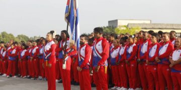 Abanderamiento de la delegación de Cuba a los XXV Juegos Centroamericanos y del Caribe de Santo Domingo. Foto: Tomada del perfil de Facebook de JIT Deporte Cubano.