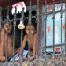 Niños mirando desde una ventana en La Habana. Foto: Ernesto Mastrascusa/EFE.