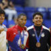 Orlando Polanco (2-i) de Cuba, medalla oro; Robin Jara (i) de México, medalla plata; Diego Calix (2-d) de El Salvador, medalla bronce y Willis García de Venezuela, medalla bronce posan en el podio de la final masculina 66kg de judo durante los XXV Juegos Centroamericanos y del Caribe Santo Domingo 2026, este sábado en Santo Domingo. Foto: Rodrigo Sura/EFE.