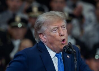 Donald Trump lleva una agenda de ficciones políticas. Decretar estadounidense el estrecho de Ormuz es la última de ellas. Foto:  EFE/EPA/OLGA FEDOROVA