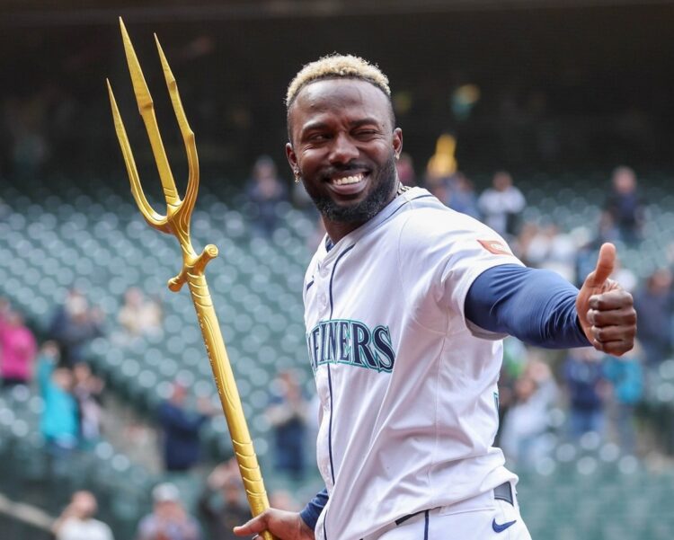 Randy Arozarena durante un partido en la temporada 2025 de MLB. Foto: Seattle Mariners.