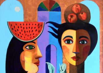 "En el mercado" (2024). Acrílico, lienzo. 132 x 92 cm. Foto: Cortesía del entrevistado.