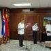 El embajador chino en La Habana, Hua Xin,  habla frente al viceprimer ministro y responsable de la cartera del Comercio Exterior y la Inversión Extranjera de Cuba, Oscar Pérez-Oliva. Foto: Mincex