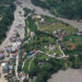 Captura de videos de la cadena china de televisión CCTV que muestra vistas aéreas tras el impacto de la riada en la región de Rasuwa, Nepal. Foto: CCTV / EFE.